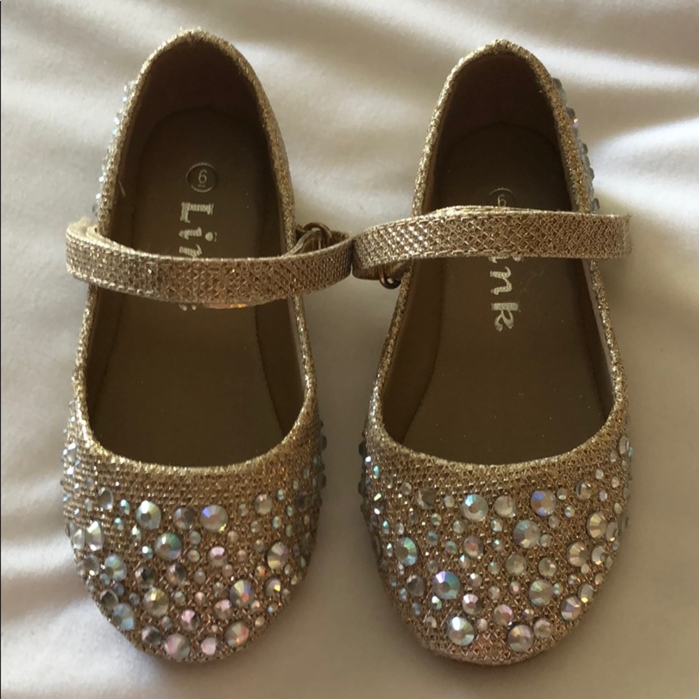 Toddler gold rhinestone flats